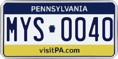 PA license plate MYS0040