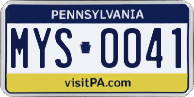 PA license plate MYS0041
