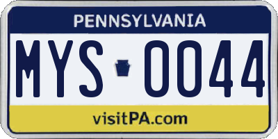 PA license plate MYS0044