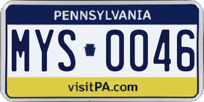 PA license plate MYS0046
