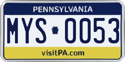 PA license plate MYS0053