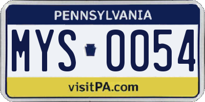 PA license plate MYS0054