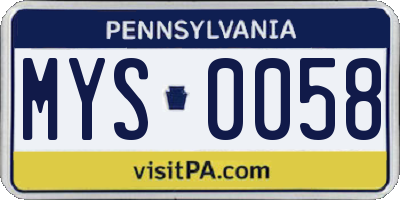 PA license plate MYS0058