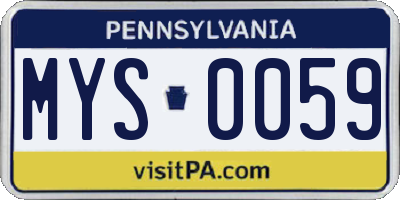 PA license plate MYS0059