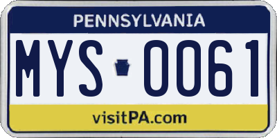 PA license plate MYS0061