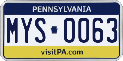 PA license plate MYS0063