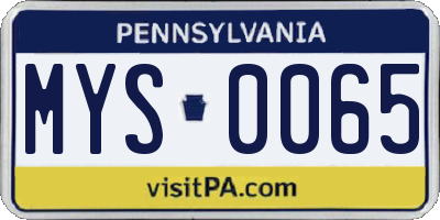 PA license plate MYS0065