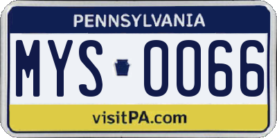 PA license plate MYS0066