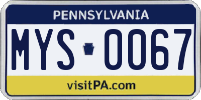 PA license plate MYS0067