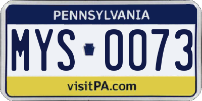 PA license plate MYS0073