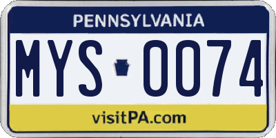 PA license plate MYS0074