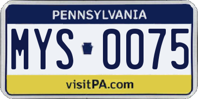PA license plate MYS0075