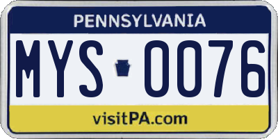 PA license plate MYS0076