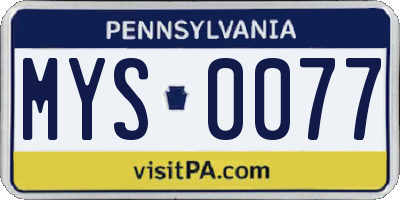 PA license plate MYS0077