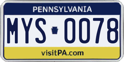PA license plate MYS0078