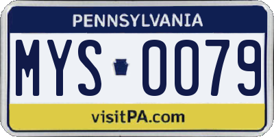 PA license plate MYS0079
