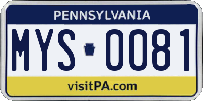 PA license plate MYS0081