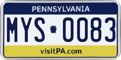 PA license plate MYS0083