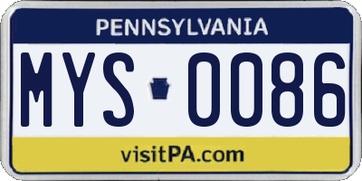 PA license plate MYS0086