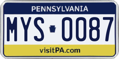 PA license plate MYS0087