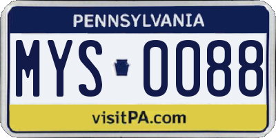 PA license plate MYS0088
