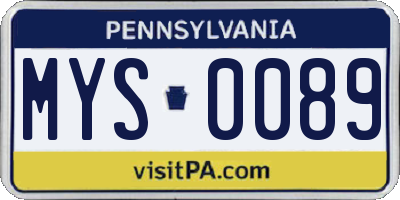 PA license plate MYS0089