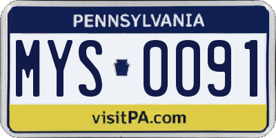 PA license plate MYS0091