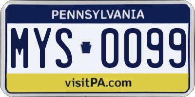 PA license plate MYS0099