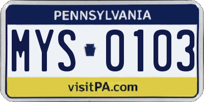 PA license plate MYS0103