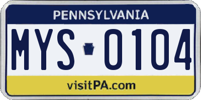 PA license plate MYS0104
