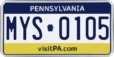 PA license plate MYS0105