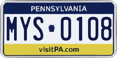 PA license plate MYS0108