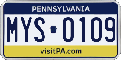 PA license plate MYS0109