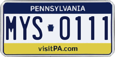 PA license plate MYS0111