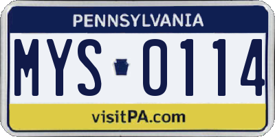 PA license plate MYS0114