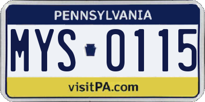 PA license plate MYS0115