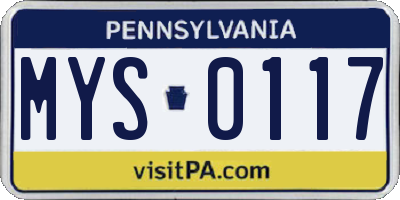 PA license plate MYS0117
