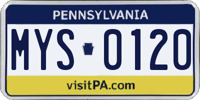 PA license plate MYS0120