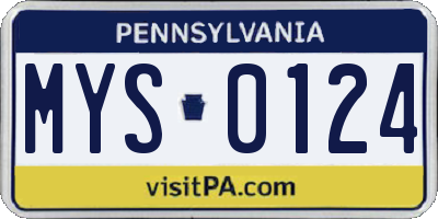 PA license plate MYS0124