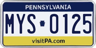 PA license plate MYS0125