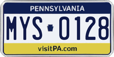 PA license plate MYS0128
