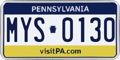 PA license plate MYS0130