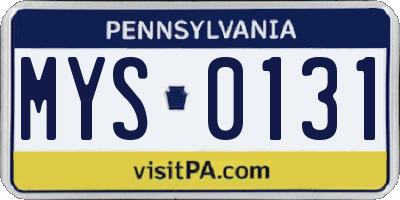 PA license plate MYS0131