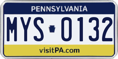 PA license plate MYS0132