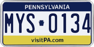 PA license plate MYS0134