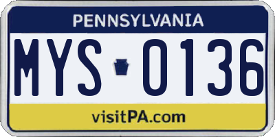 PA license plate MYS0136