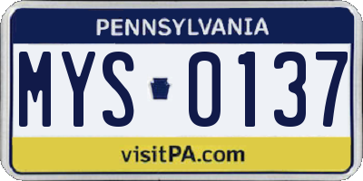 PA license plate MYS0137