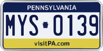 PA license plate MYS0139