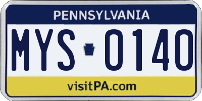 PA license plate MYS0140