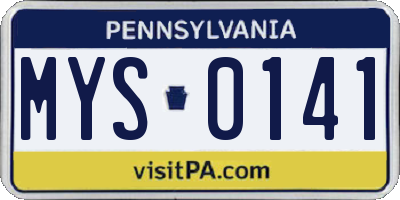 PA license plate MYS0141